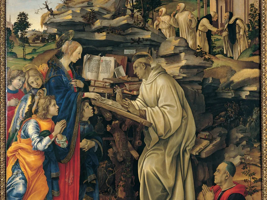 Filippino Lippis maleri av den hellige Bernhards visjon av Maria