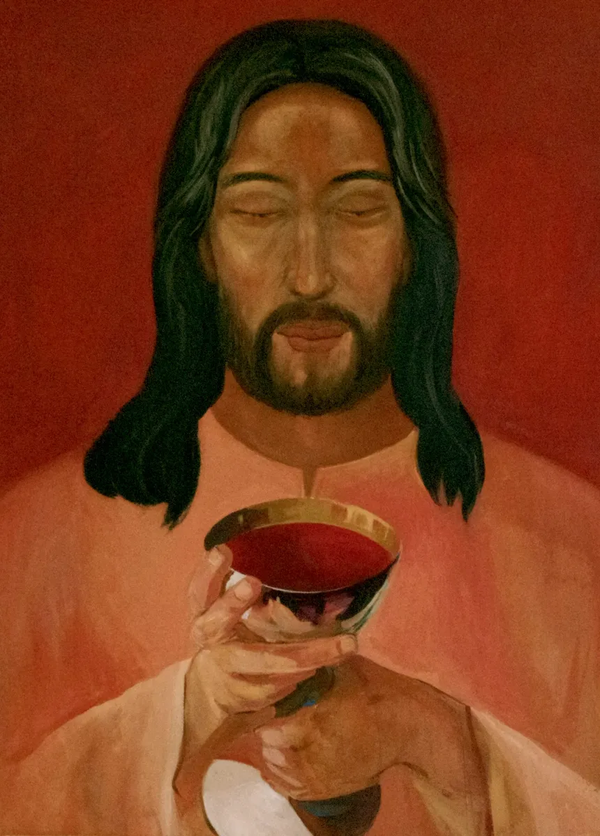 Maleri av Jesus med eukaristien